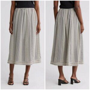 💕MAX STUDIO💕 Textured Gingham Midi Skirt ~ Navy/Cream XL NWT